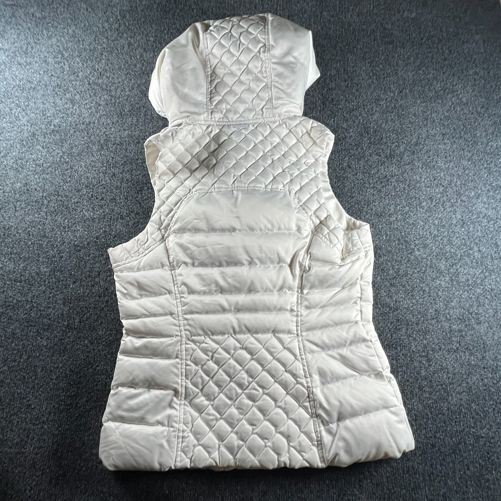 Blanc Noir Puffer Vest Womens Medium White Softshell Quilted Down Asymmetric Zip - Picture 12 of 15